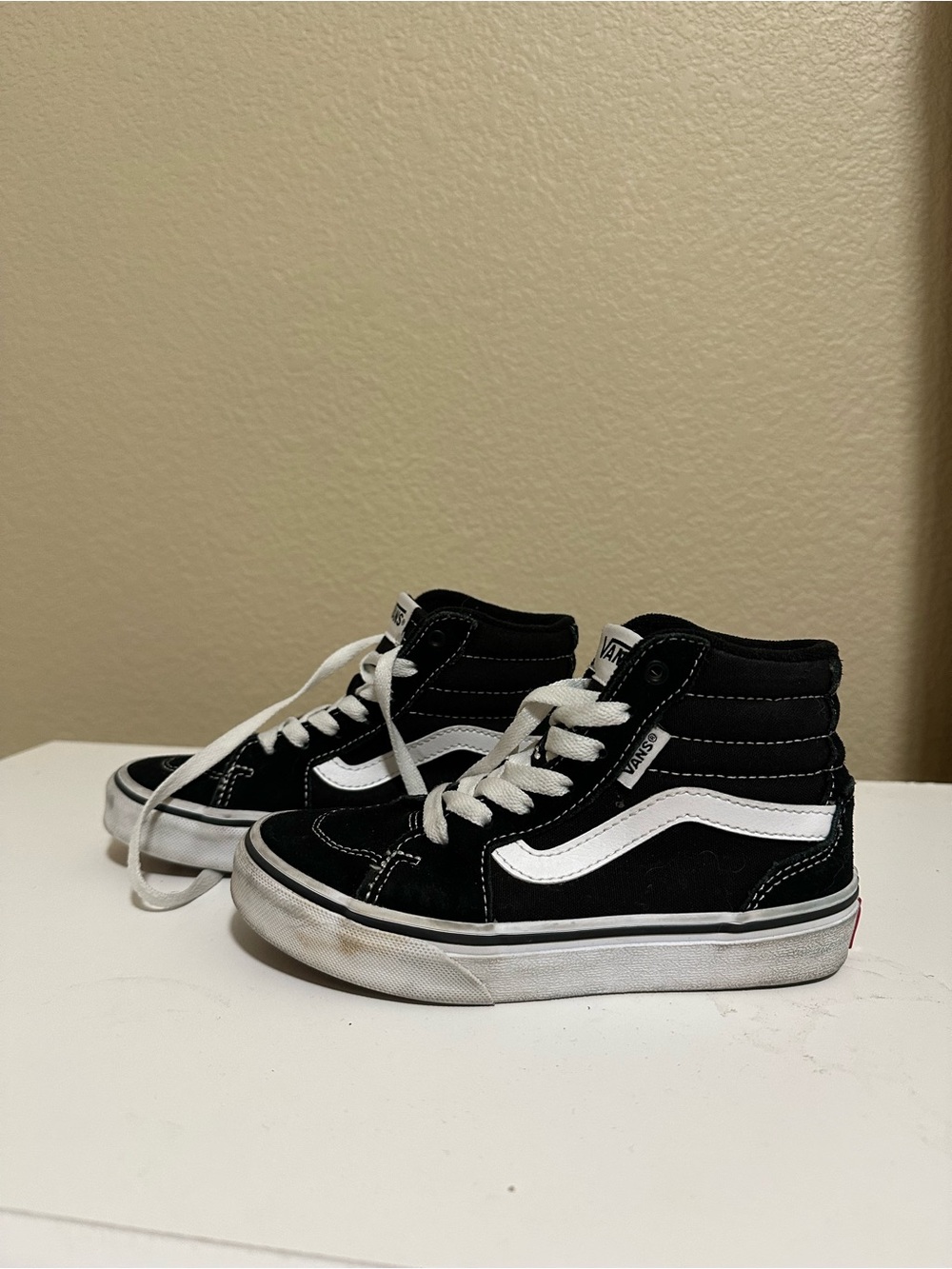 Vans Black and White Kids High-Top Skate Sneakers